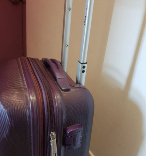 Valise cabine violette rigide extensible 4 roues