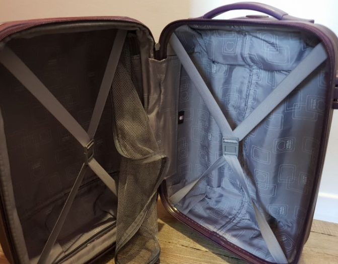 Valise cabine violette rigide extensible 4 roues