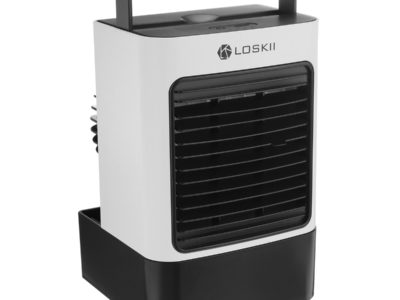 Loskii F830 Climatiseur à ions négatifs Refroidisseur d'air Ventilateur électrique de bureau Deux modes de soufflage Vitesse du vent à trois vitesses avec veilleuse à faible bruit pour le bureau à domicile