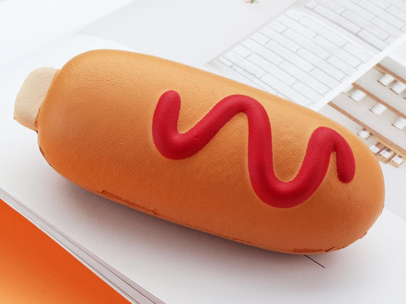 Meistoyland Squishy Hot Dog Soft Slow Rising Bun Kawaii bande dessinée cadeau Collection de jouets