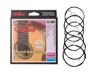 Alices AC136BK-H 6 pièces / ensemble cordes de guitare classique AC136BK avec noir Nylon 6 cordes accessoires de guitare