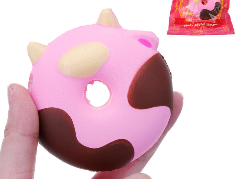 Dessin animé Vache Donut Gâteau Squishy 8CM Lente Rising Avec Emballage Collection Cadeau Soft Jouet