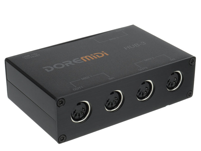 DOREMiDi HUB-3 Boîte MIDI 3X3 Interface MIDI USB Boîte MIDI Adaptateur de contrôleur MIDI Convertisseur