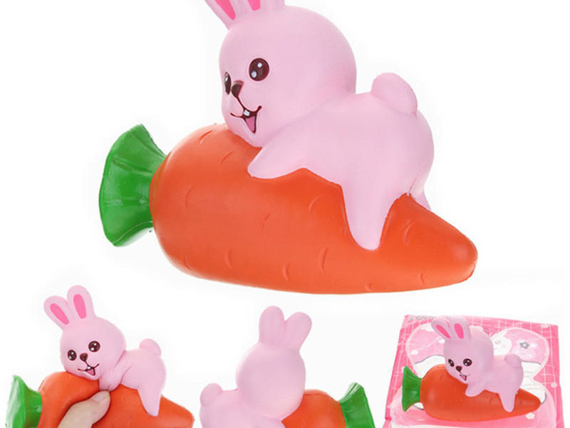 YunXin Squishy Lapin Lapin Tenant Carotte 13 cm Lente Rising Avec Emballage Collection Cadeau Cadeau Décor