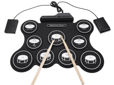 iword G4009 9 Pads Batterie Electronique Portable Roll Up Drum Kit USB MIDI Drum avec baguettes de pédales Pédale pour débutants