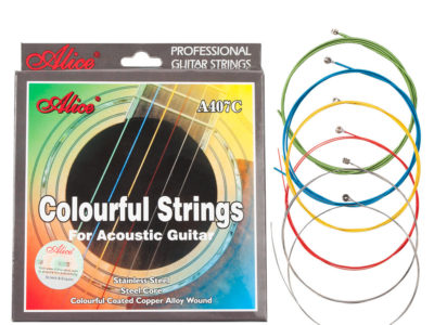 Alices cordes de guitare acoustique A407C noyau en acier inoxydable 6 cordes Colorful enroulé en alliage de cuivre enduit 0,011-0,052 pouces