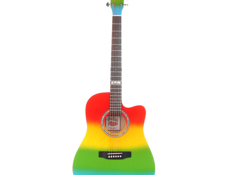 Andrew 41 pouces acajou gravure Sound Hole arc-en-ciel couleur guitare acoustique pour joueur de guitare