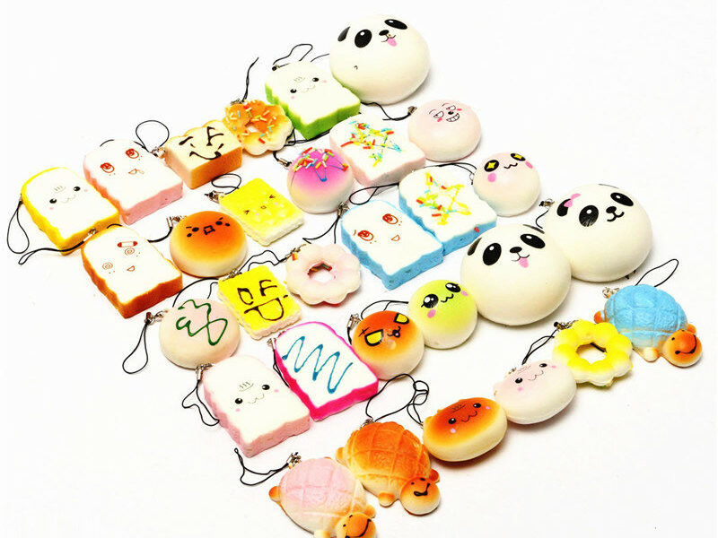 Kawaii 10Pcs Exquis Charmeux Aléatoire Chand Panda Doux / Pain / Gâteau / Pain Vaporisée Courroies de Téléphone Jouets de Décoration