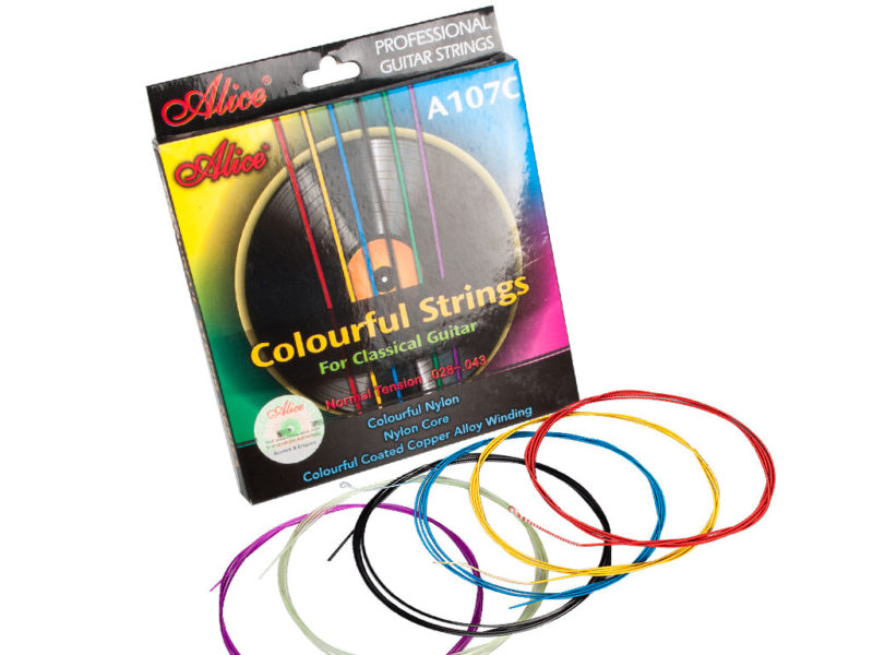 Alices cordes de guitare acoustique A107-C acier plaqué noyau en acier 6 cordes Colorful enroulé en alliage de cuivre enduit 028-043 pouces