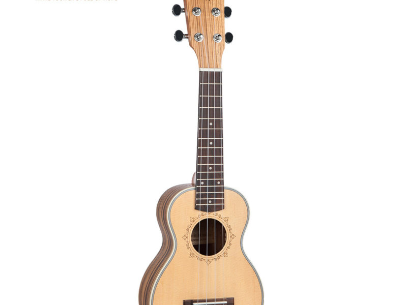 NAOMI 21 Inch Ukulele Table en épicéa massif Zebrawood Back Zebrawood Ukulele 4 cordes Hawaii Guitar Soprano Ukulele