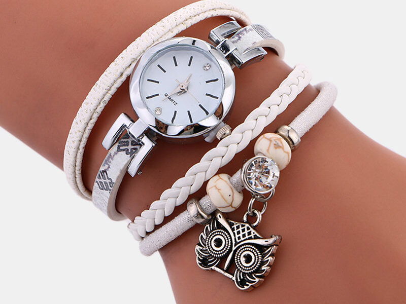 Bohème mignon hibou bracelet en cuir …