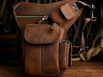 Sac à bandoulière Vintage multi-poches en cuir véritable pour homme