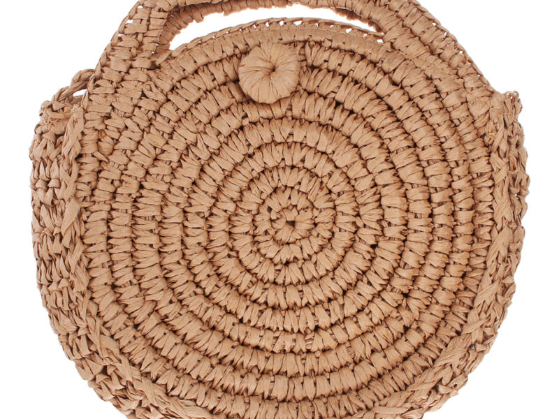 Sac de paille rond beige blanc …