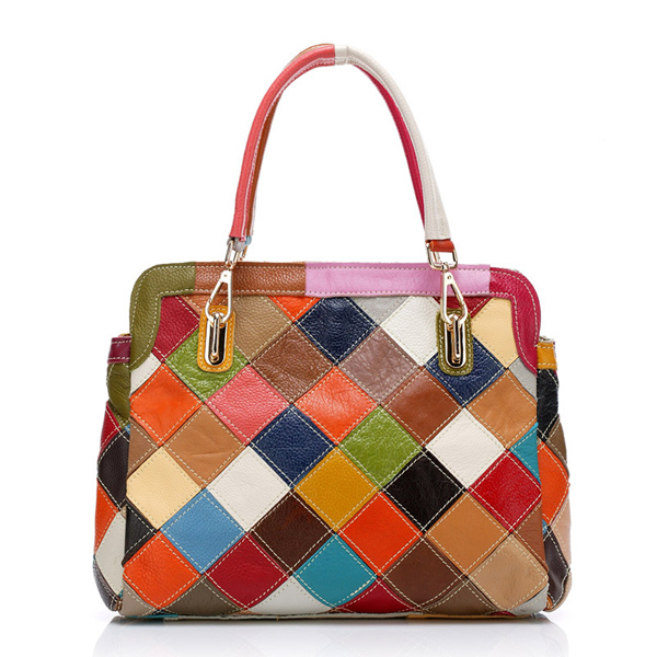 Femmes Patchwork Peau de vache Couleurful Sac à main …