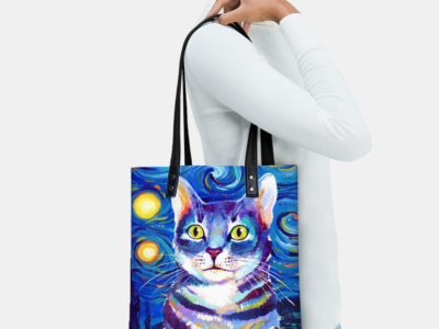 Femmes PU Cuir Psychédélique Chat Peinture …