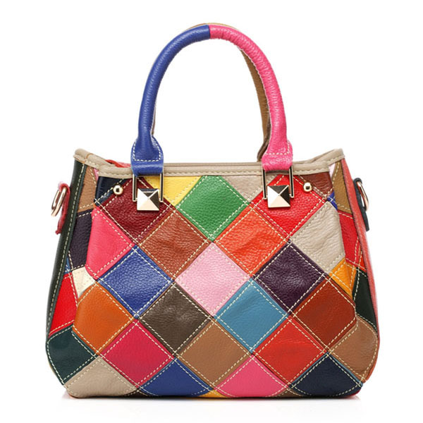 Femmes Patchwork Peau De Vachette Colorful …