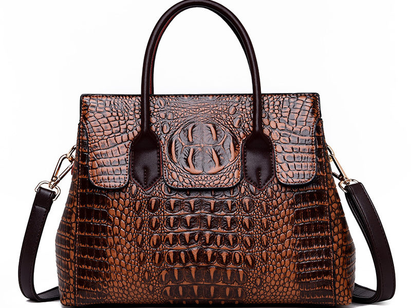 Sac à bandoulière en cuir synthétique pour femme à motif crocodile …