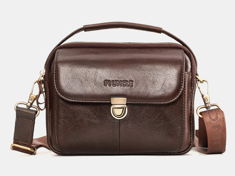 Hommes en cuir véritable multifonction multi-transport 6,5 pouces téléphone sac bandoulière …