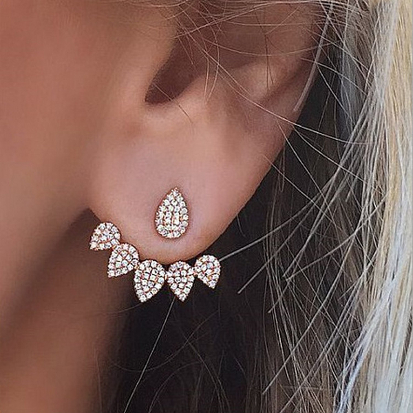 Trendy Flower Earrings Gold Silver Full …