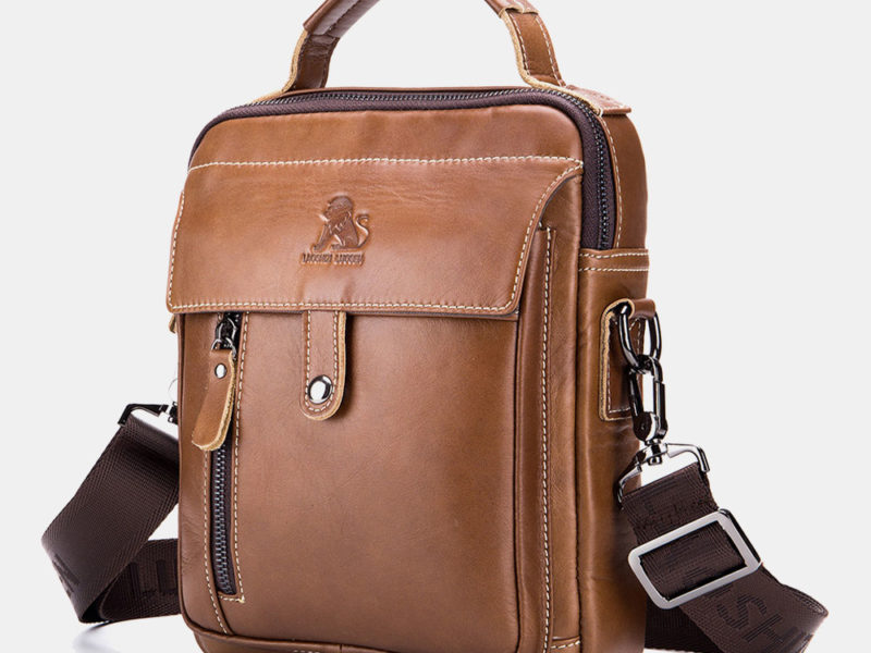 Hommes en cuir véritable multi-poches sac …