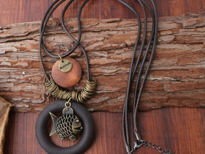 Vintage Enthic Pendentif En Bois Colliers …