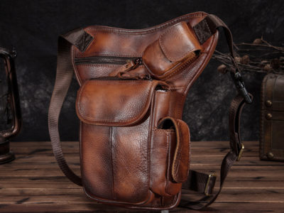 Hommes en cuir véritable multi-portage rétro …