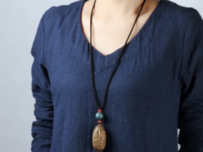 Collier pendentif Bodhi ethnique fait main …