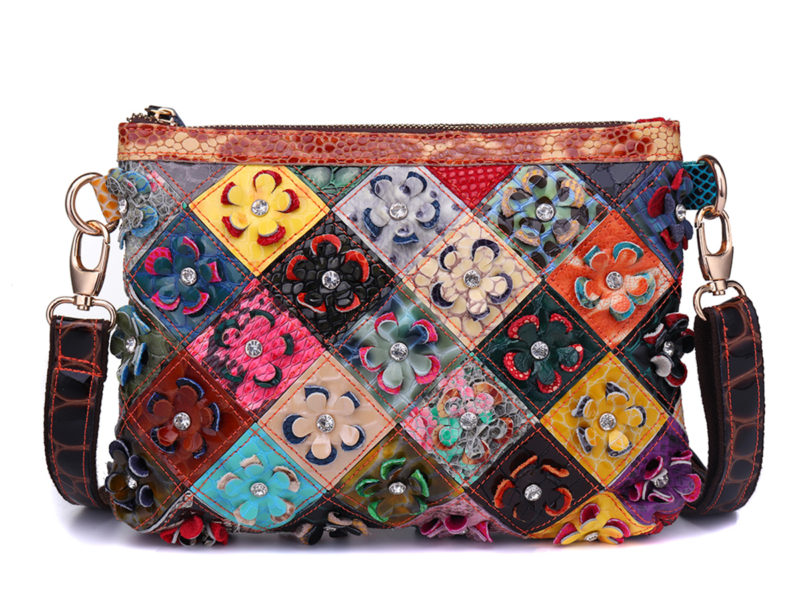 Femmes Véritable Cuir Fleur Décoratif Patchwork Sac à Bandoulière Designer Crosbsody …