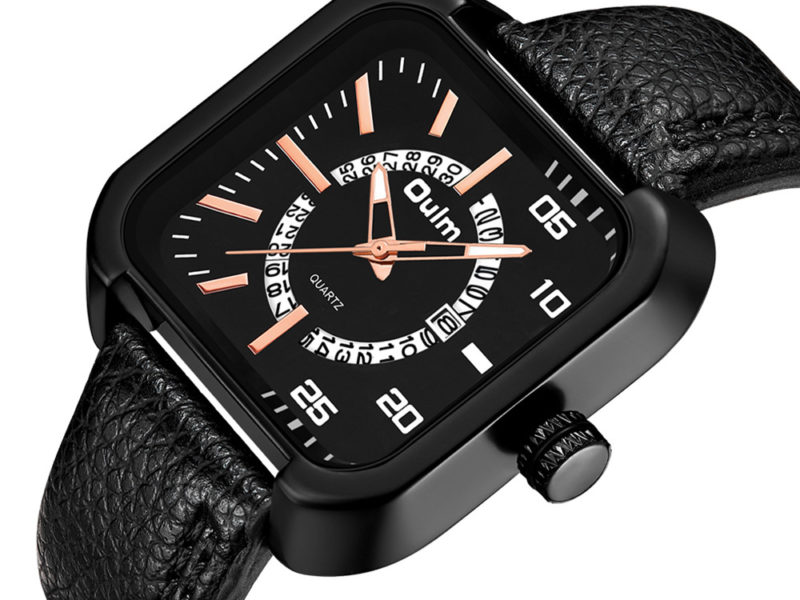 Oulm carré avec cadran calendrier bracelet …