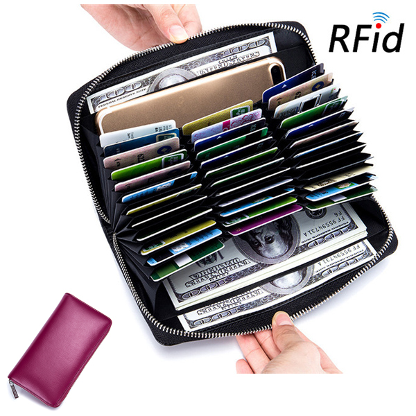RFID Antimagnétique Cuir Véritable 36 Emplacement …