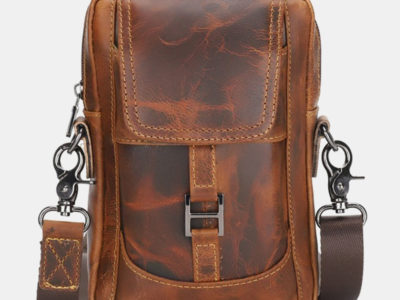 Hommes en cuir véritable multi-portage rétro …