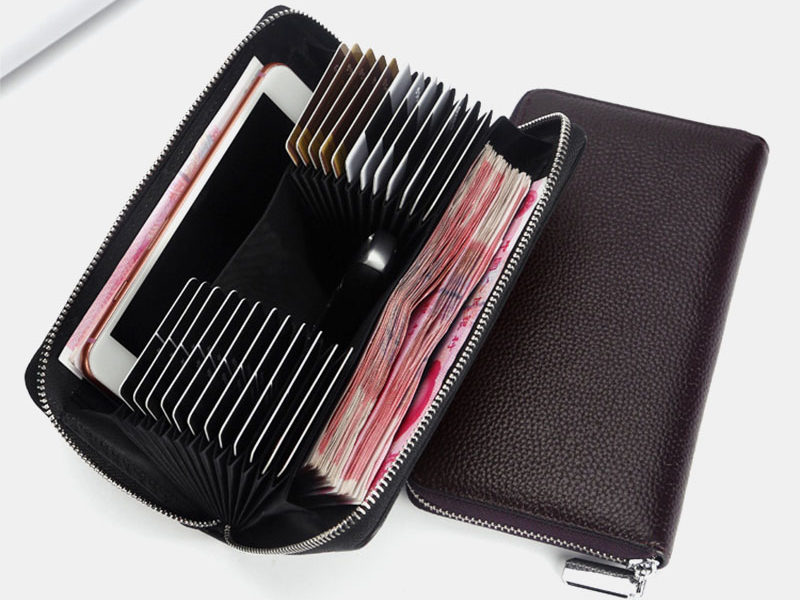 Hommes en cuir véritable multi-cartes fentes …