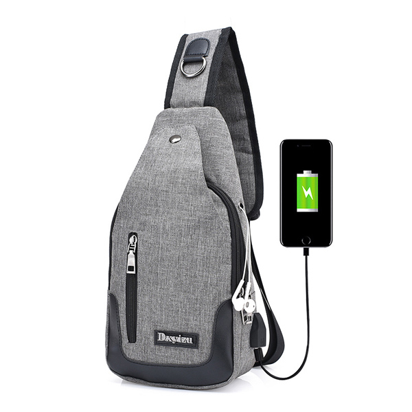 Hommes Femmes Extérieur Casual Port USB Sac à Poitrine Sac Crossbody