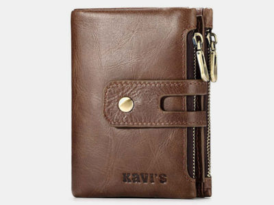 Porte-monnaie pliable en cuir véritable pour …