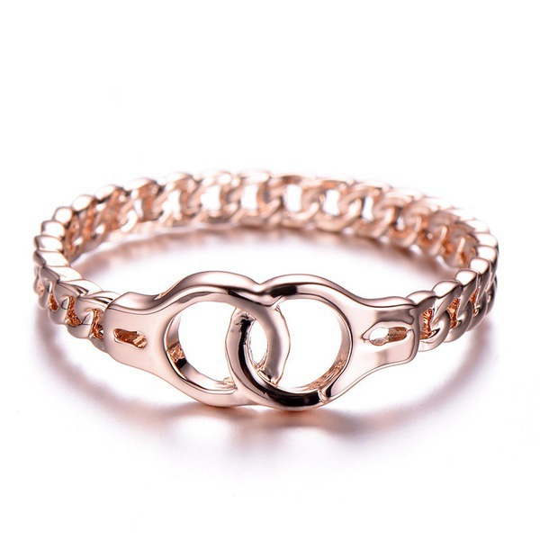 Menottes créatives Linkded bague en or rose bague simple femmes bagues …