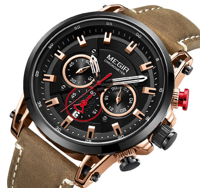 MEGIR 2085 Style militaire Date Chronographe Multifonction Montre à quartz Mode …