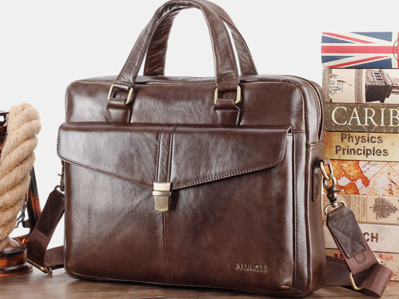 Hommes en cuir véritable multifonction rétro …