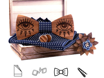 Cravate en bois 3D mouchoir carré …
