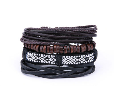 Bracelets en cuir multicouche Boho motif …