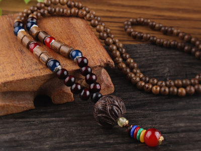 Vintage collier de perles de bois …