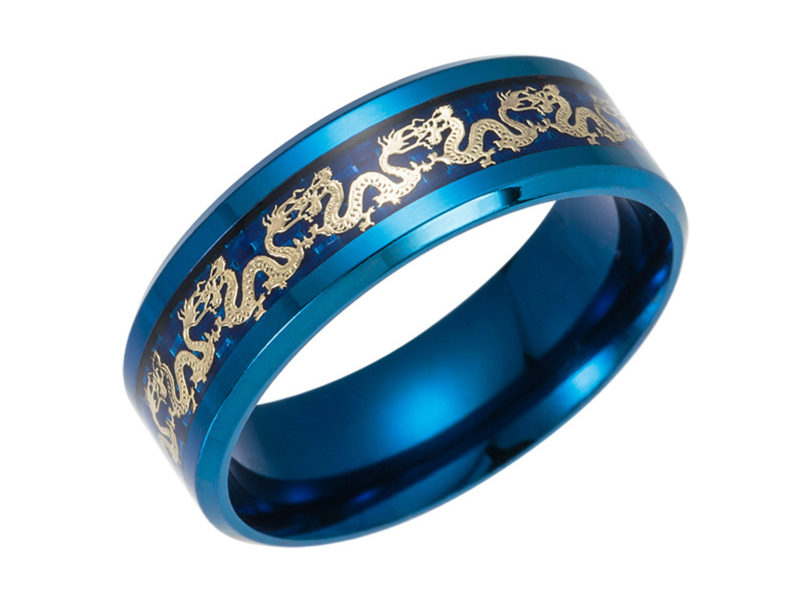 Ethnique Chinois Dragon Motif Bague Bague Rétro Titanium Acier Bagues De …