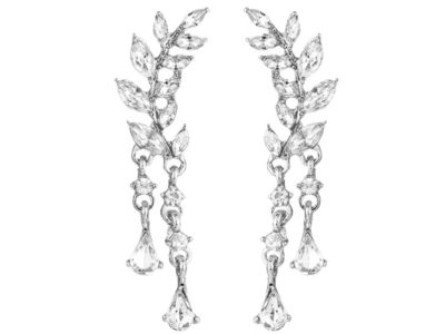 Boucles d'oreilles strass feuille douce argent …