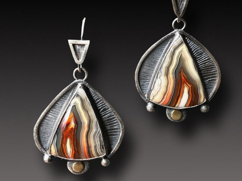 Boucles d'oreilles en agate découpées en …