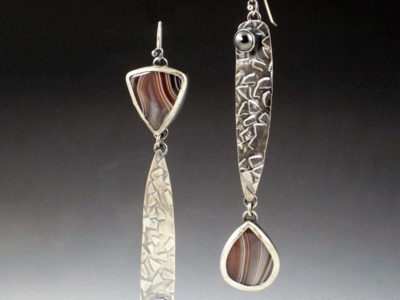 Boucles d'oreilles en agate du Botswana …