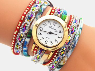 Deffrun Vintage Colorful Impression Femmes Bracelet …