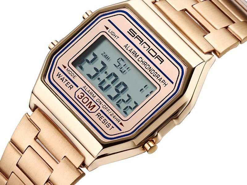 SANDA 405 montre numérique montre de luxe multifonctions en acier inoxydable …