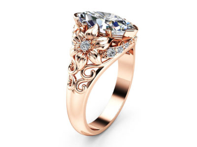 Bague fleur de luxe élégante Bague pour femmes en diamant avec …