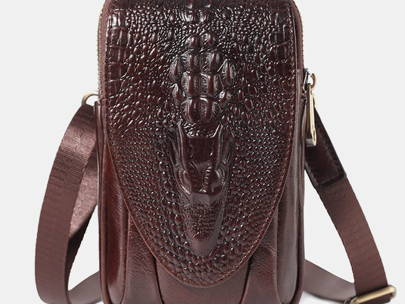 Hommes Crocodile Motif Double Couche Zipper …