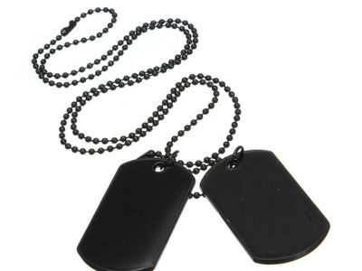 2pcs Mens Army Style Noir Tag …