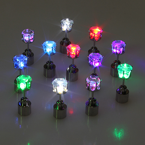 Clignotant Fleur Boucles d'Oreilles Led Stud …